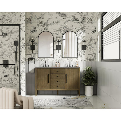 54 inch Double Bathroom Vanity in Hazel Oak
