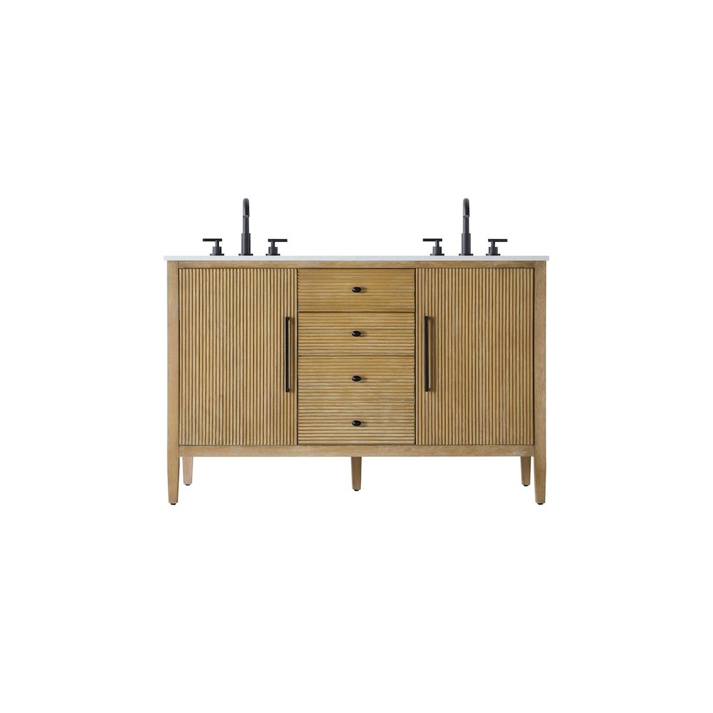 54 inch Double Bathroom Vanity in Linen Oak