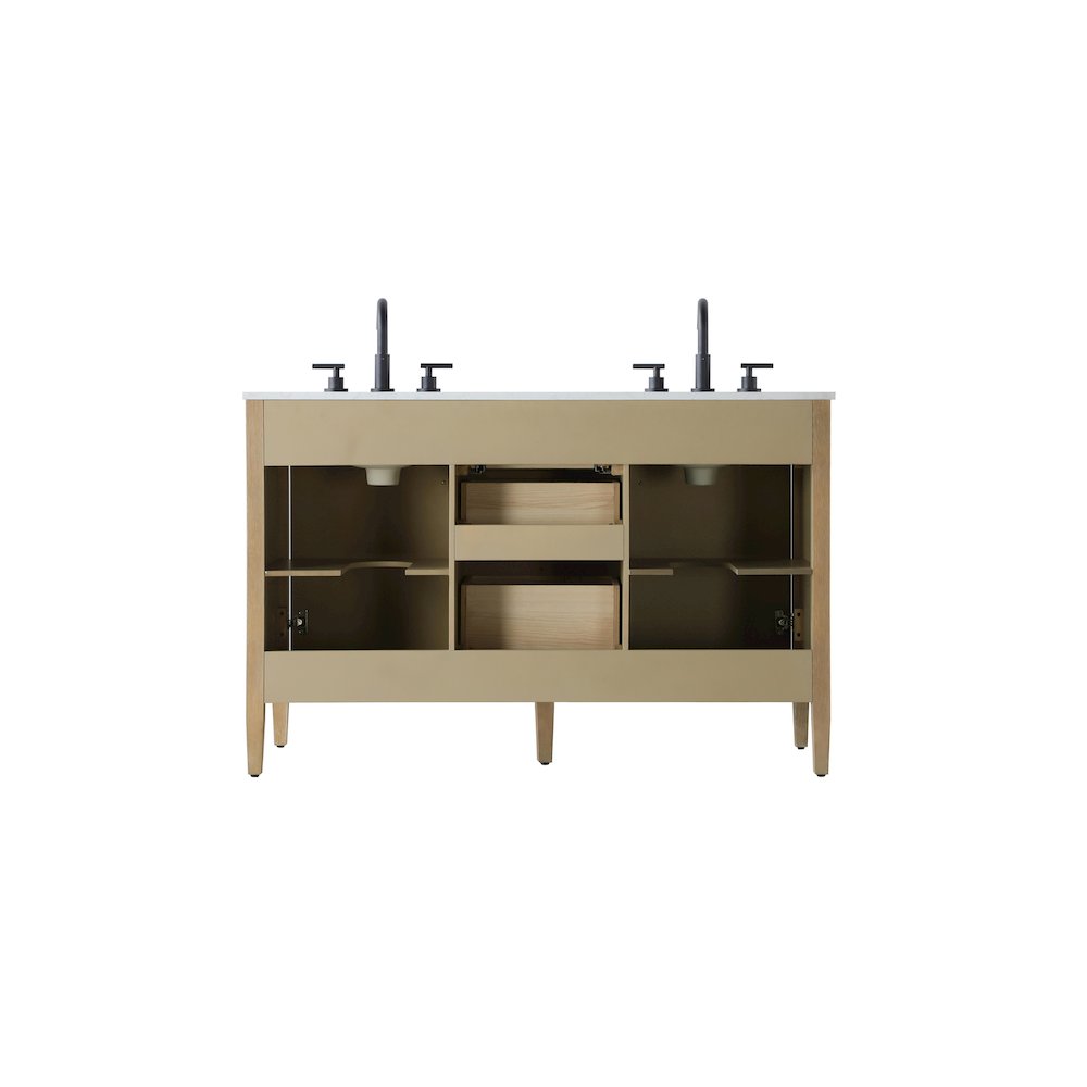 54 inch Double Bathroom Vanity in Linen Oak