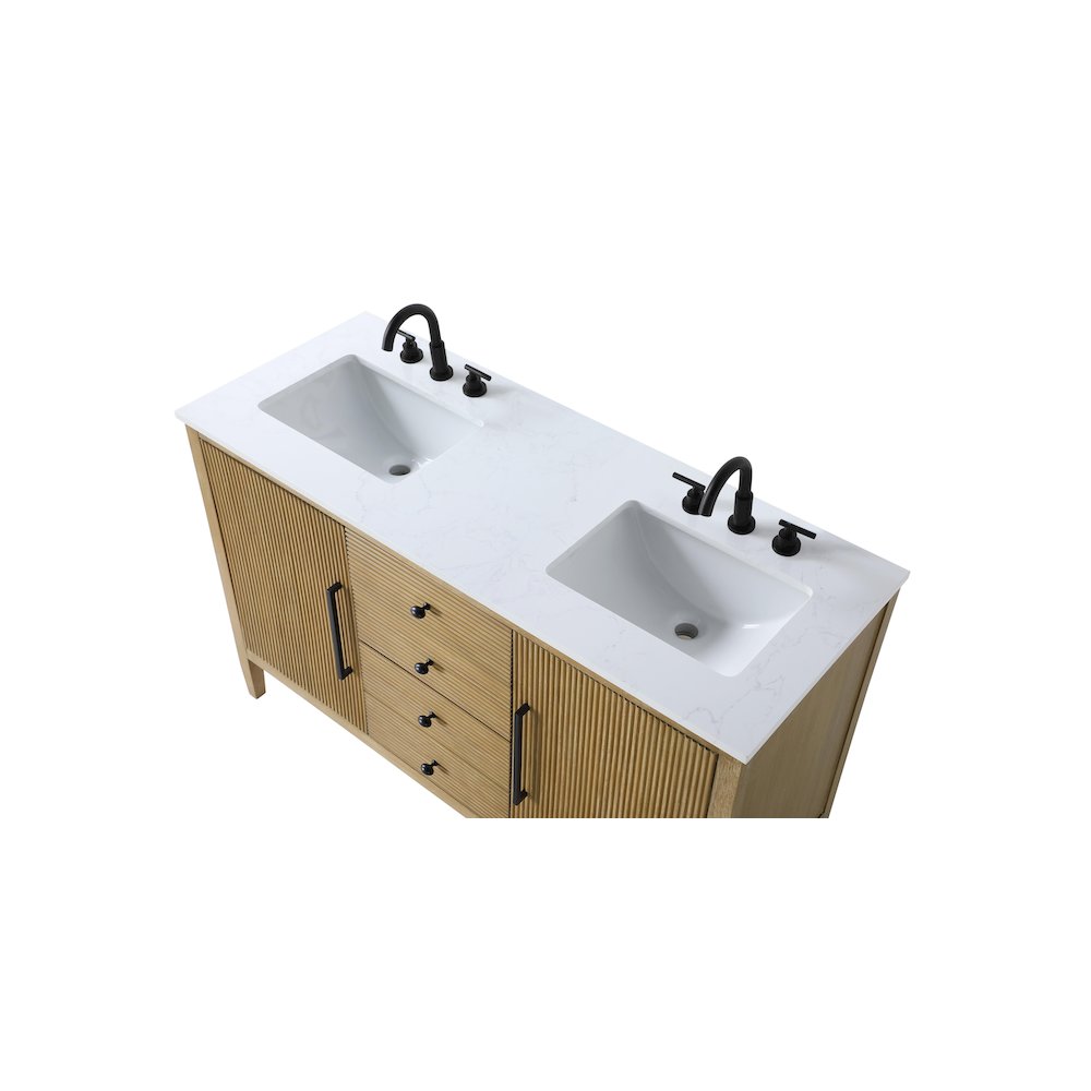 54 inch Double Bathroom Vanity in Linen Oak