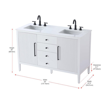 54 inch Double Bathroom Vanity in White