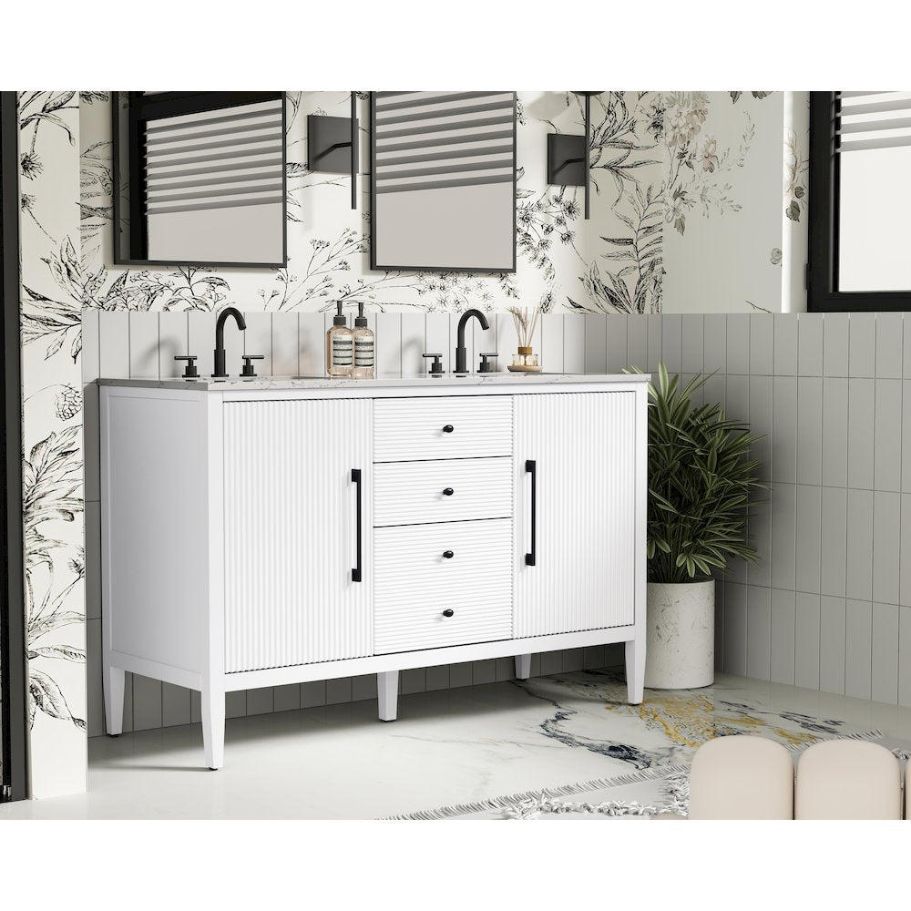 54 inch Double Bathroom Vanity in White