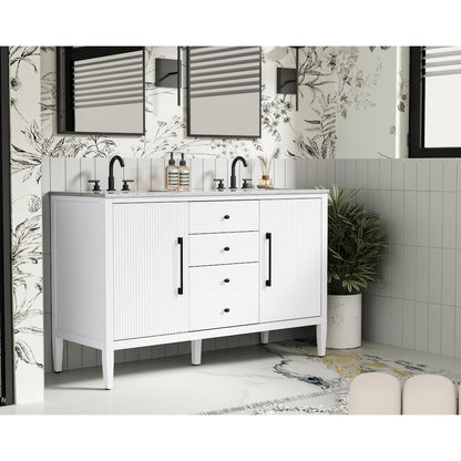 54 inch Double Bathroom Vanity in White