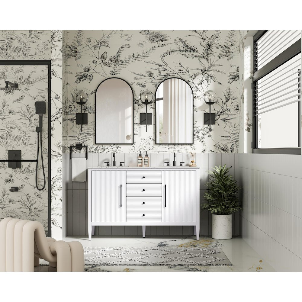54 inch Double Bathroom Vanity in White