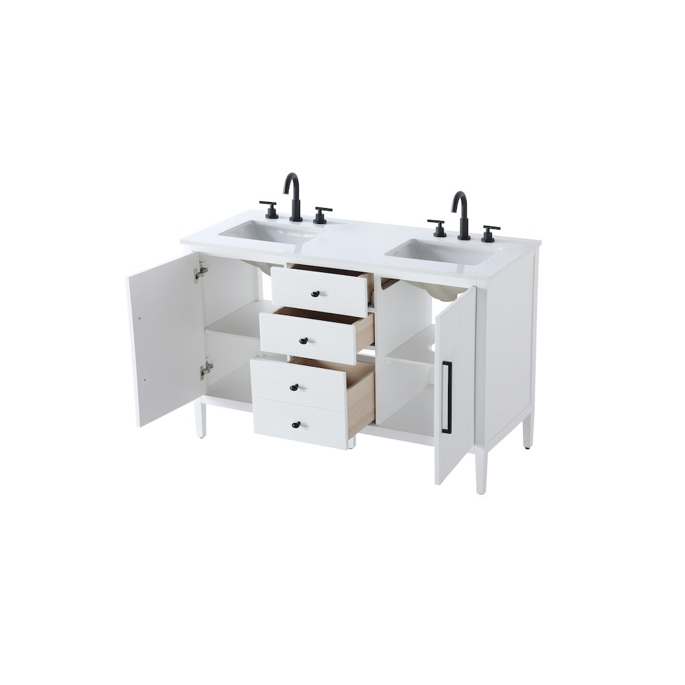 54 inch Double Bathroom Vanity in White