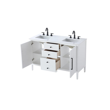 54 inch Double Bathroom Vanity in White