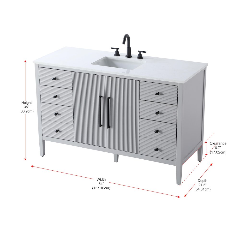 54 inch Single Bathroom Vanity in Grey