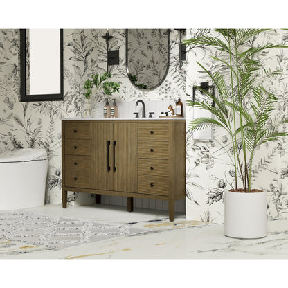 54 inch Single Bathroom Vanity in Hazel Oak