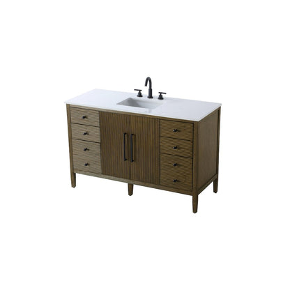 54 inch Single Bathroom Vanity in Hazel Oak