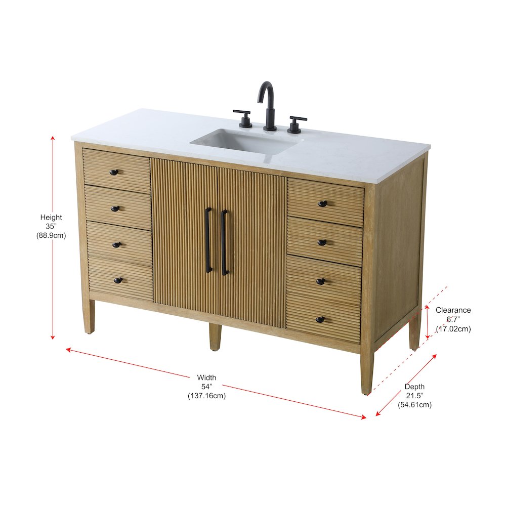 54 inch Single Bathroom Vanity in Linen Oak