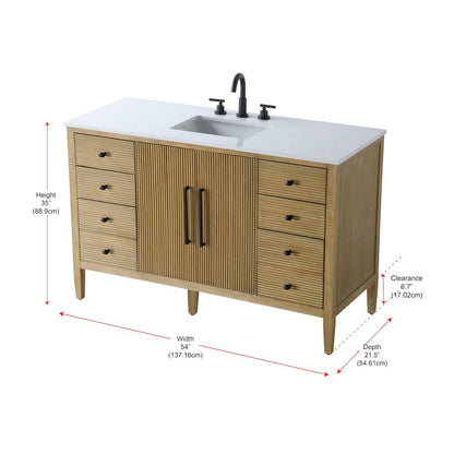 54 inch Single Bathroom Vanity in Linen Oak