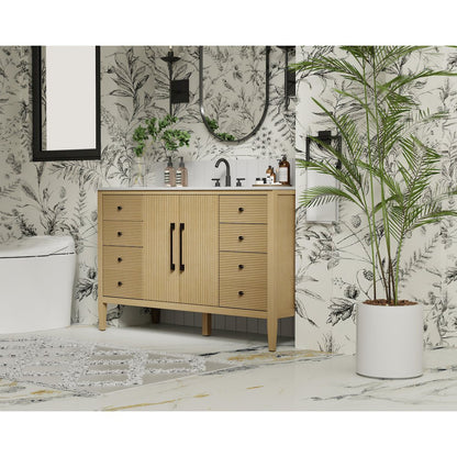 54 inch Single Bathroom Vanity in Linen Oak