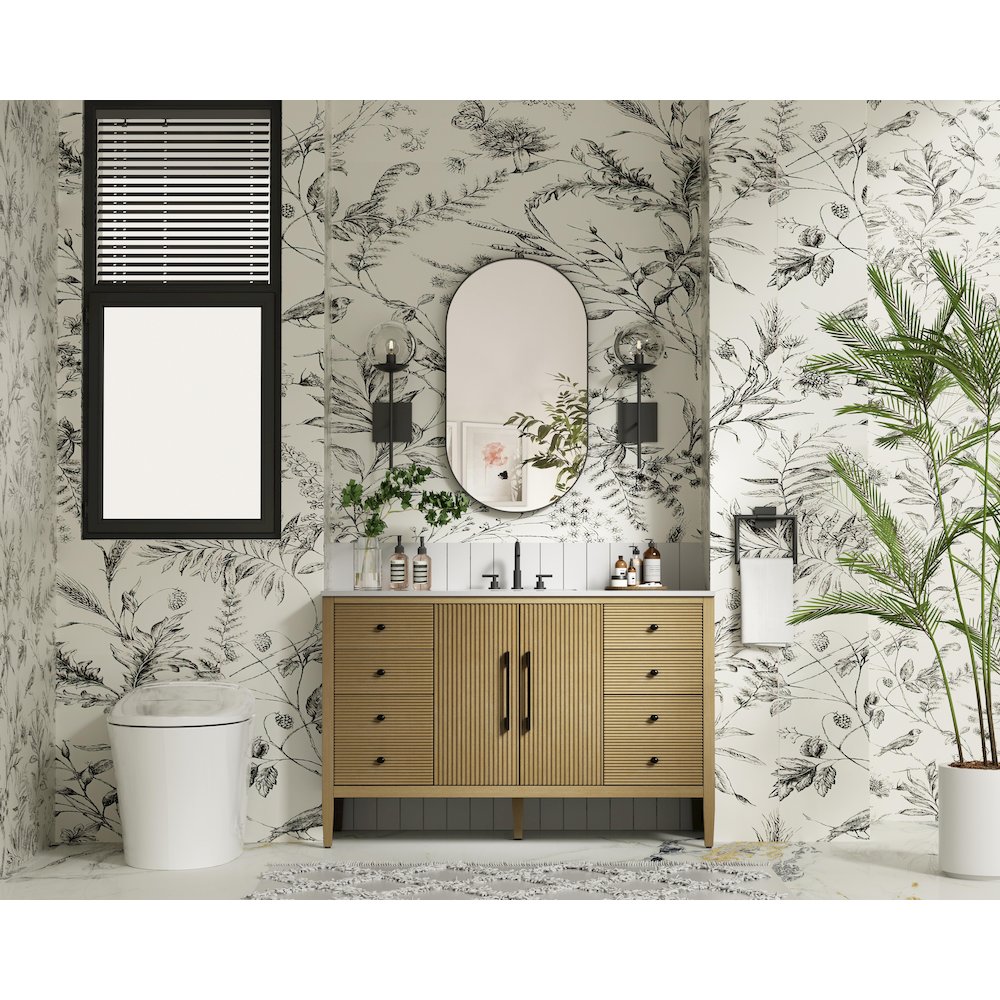 54 inch Single Bathroom Vanity in Linen Oak