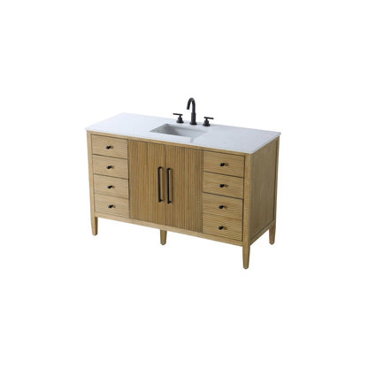 54 inch Single Bathroom Vanity in Linen Oak