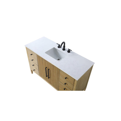 54 inch Single Bathroom Vanity in Linen Oak