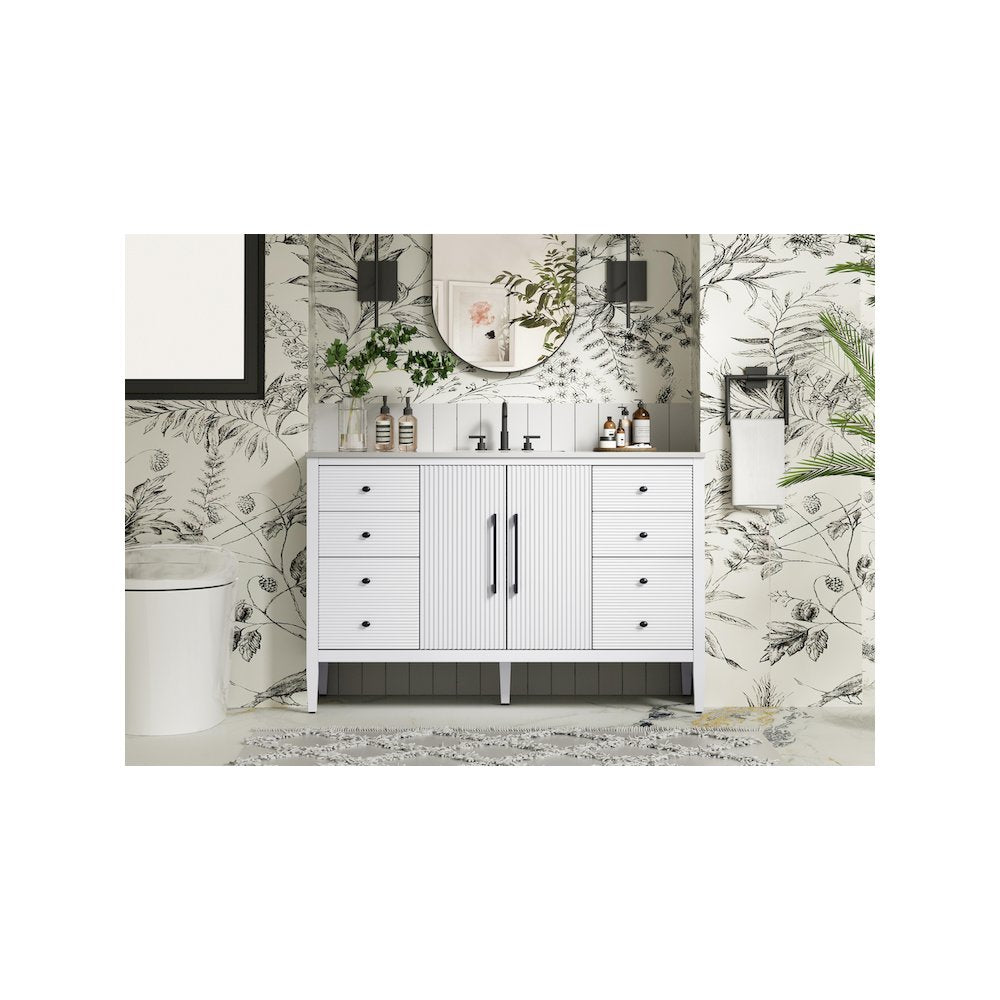 54 inch Single Bathroom Vanity in White
