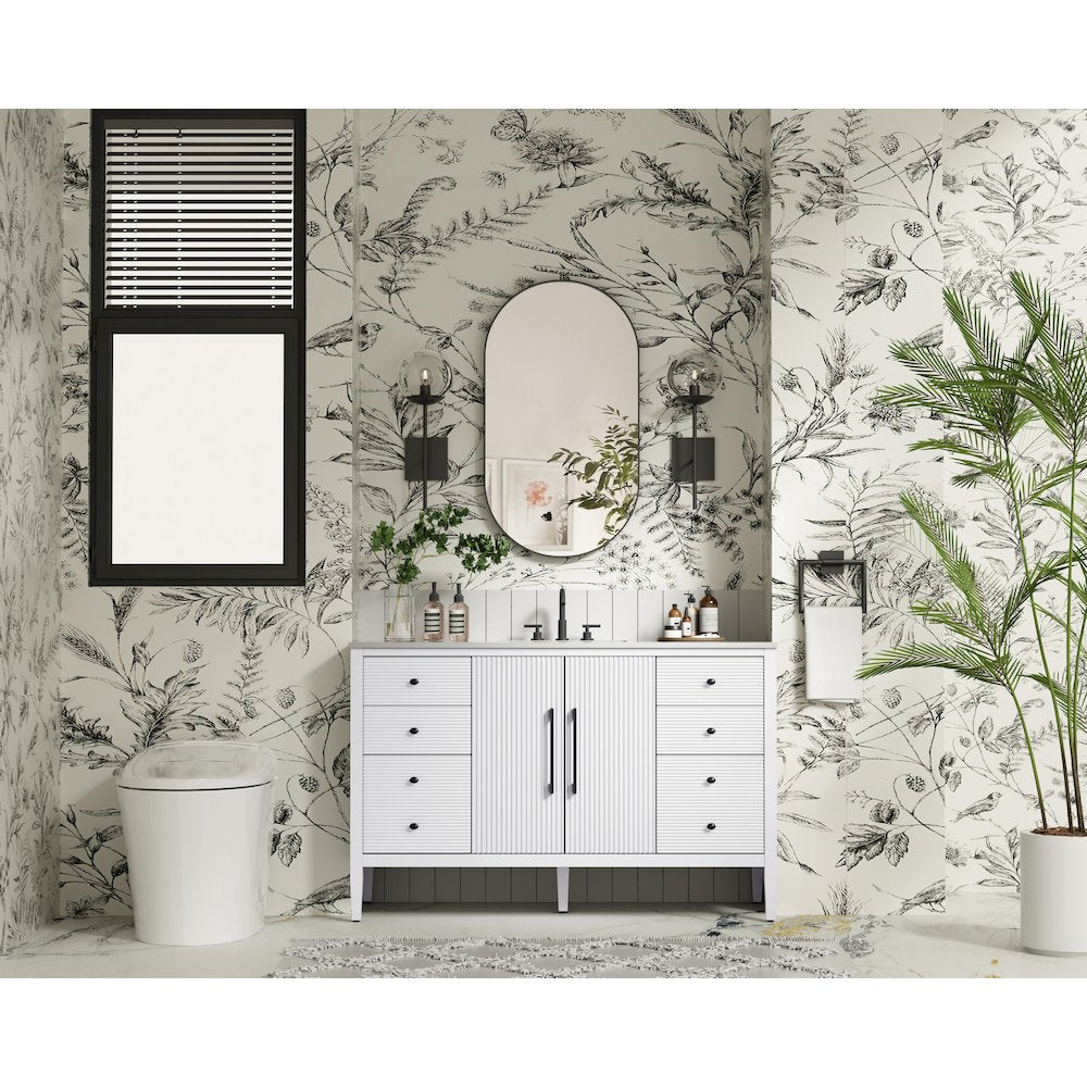 54 inch Single Bathroom Vanity in White