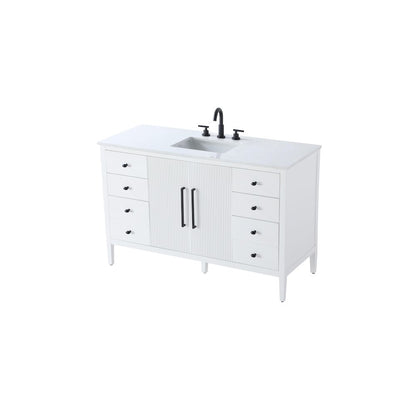 54 inch Single Bathroom Vanity in White