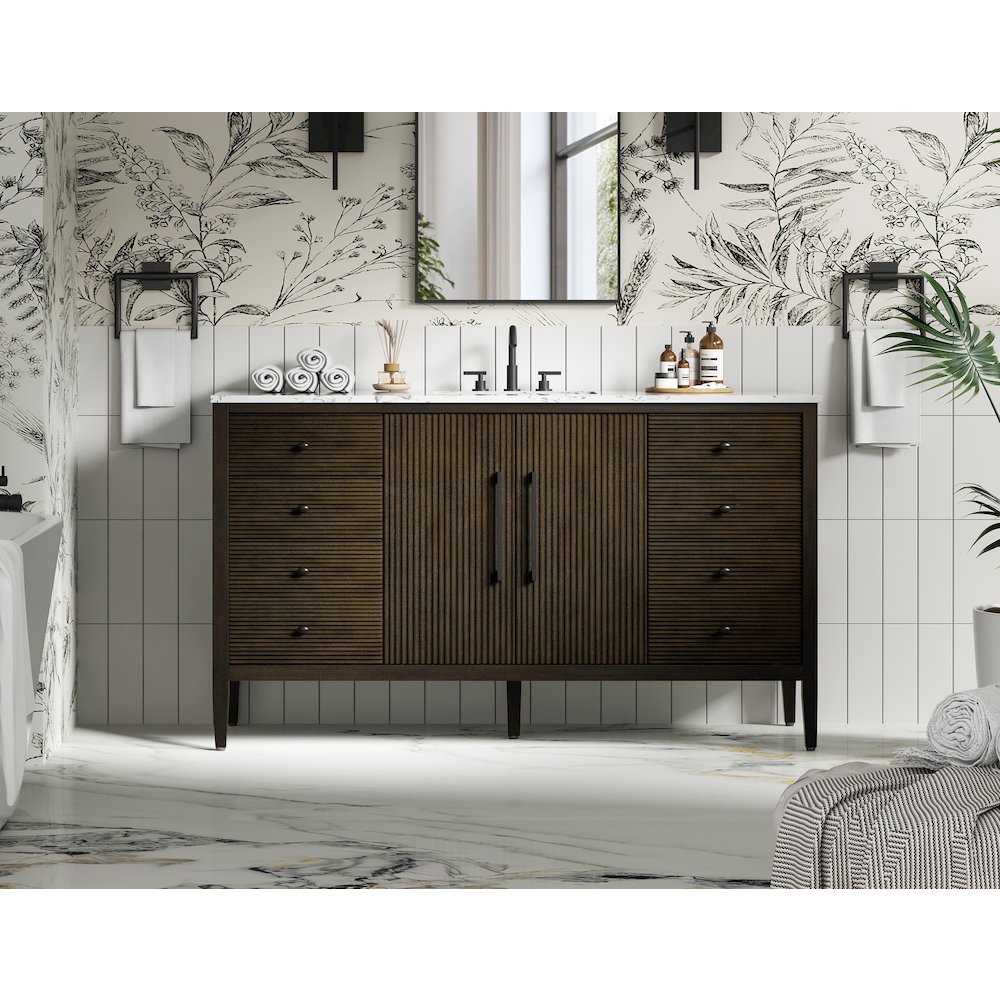 60 inch Single Bathroom Vanity inChocolate Oak
