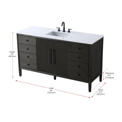 60 inch Single Bathroom Vanity inChocolate Oak