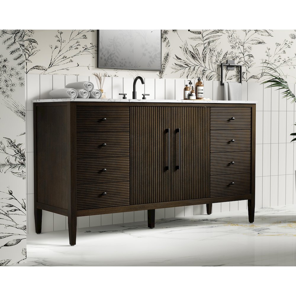 60 inch Single Bathroom Vanity inChocolate Oak