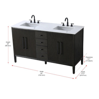 60 inch Double Bathroom Vanity inChocolate Oak