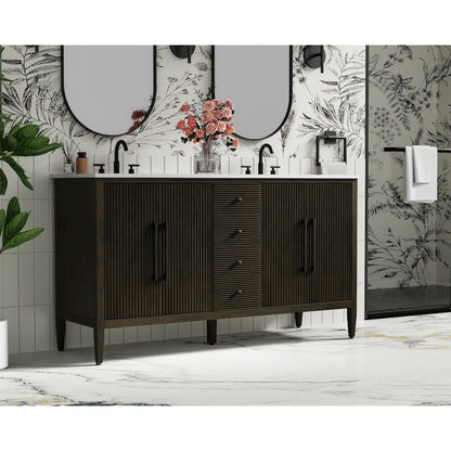 60 inch Double Bathroom Vanity inChocolate Oak