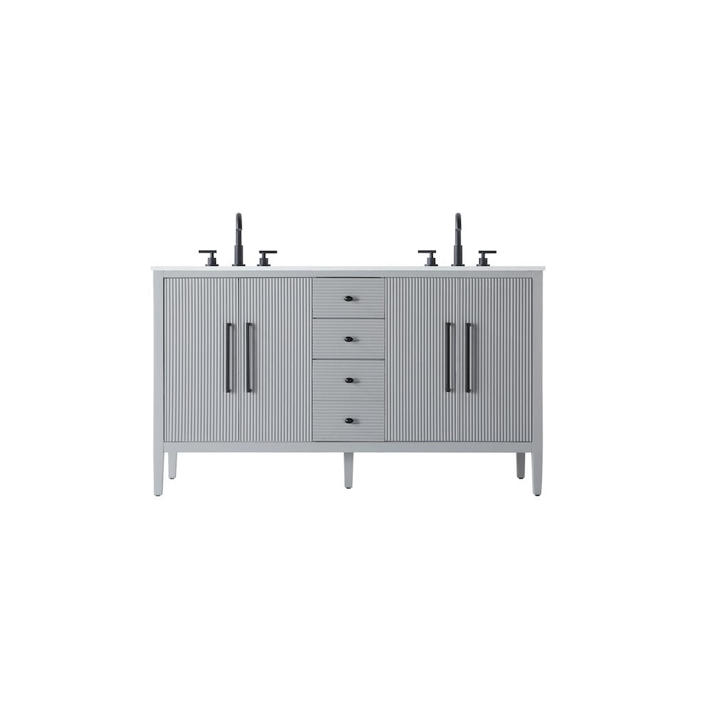 60 inch Double Bathroom Vanity in Grey