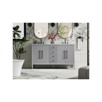 60 inch Double Bathroom Vanity in Grey