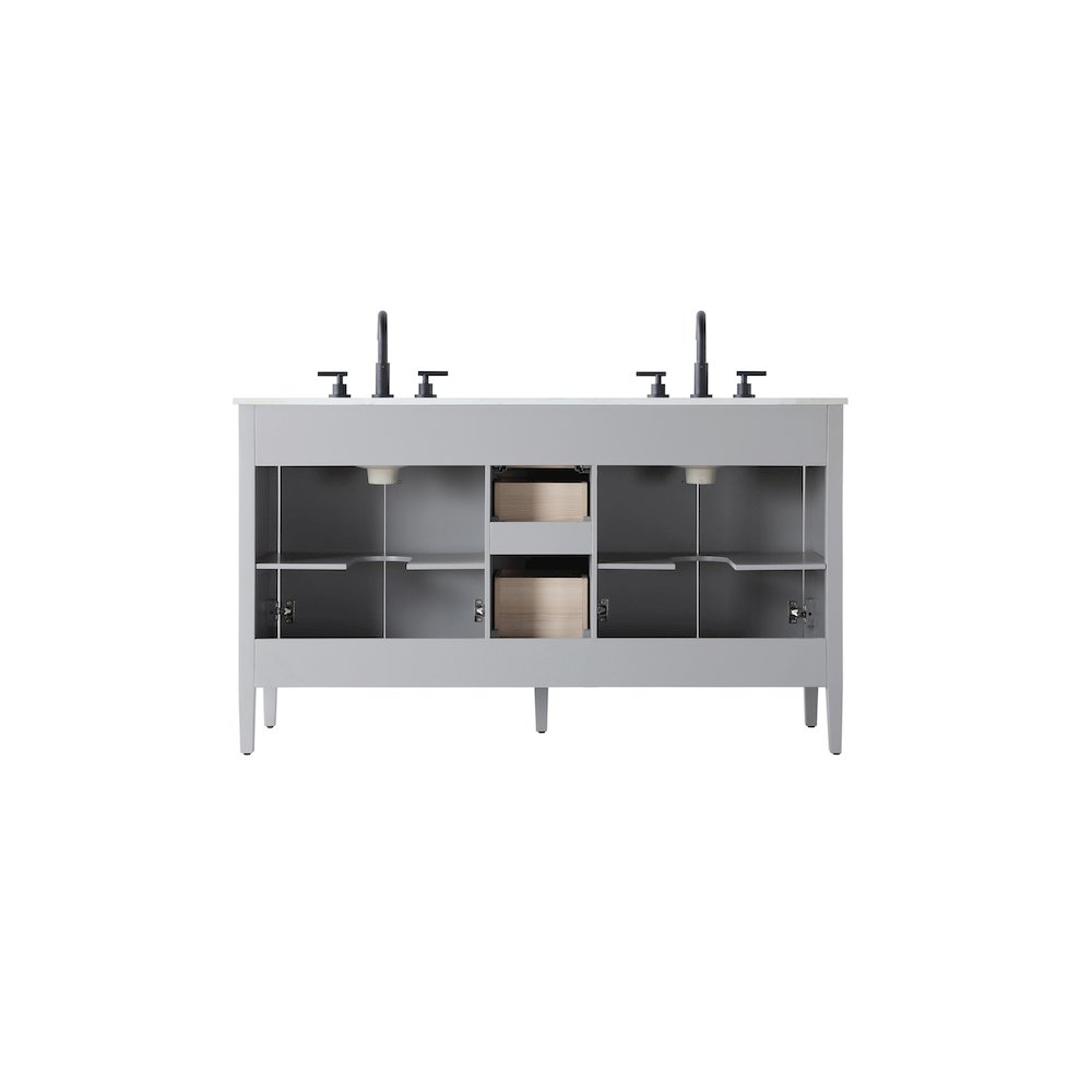 60 inch Double Bathroom Vanity in Grey