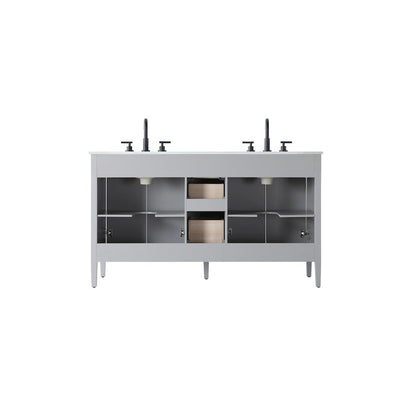 60 inch Double Bathroom Vanity in Grey