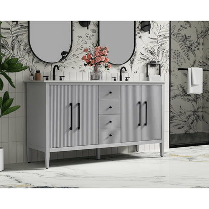 60 inch Double Bathroom Vanity in Grey