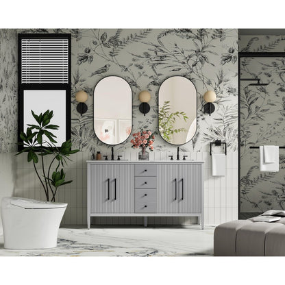 60 inch Double Bathroom Vanity in Grey