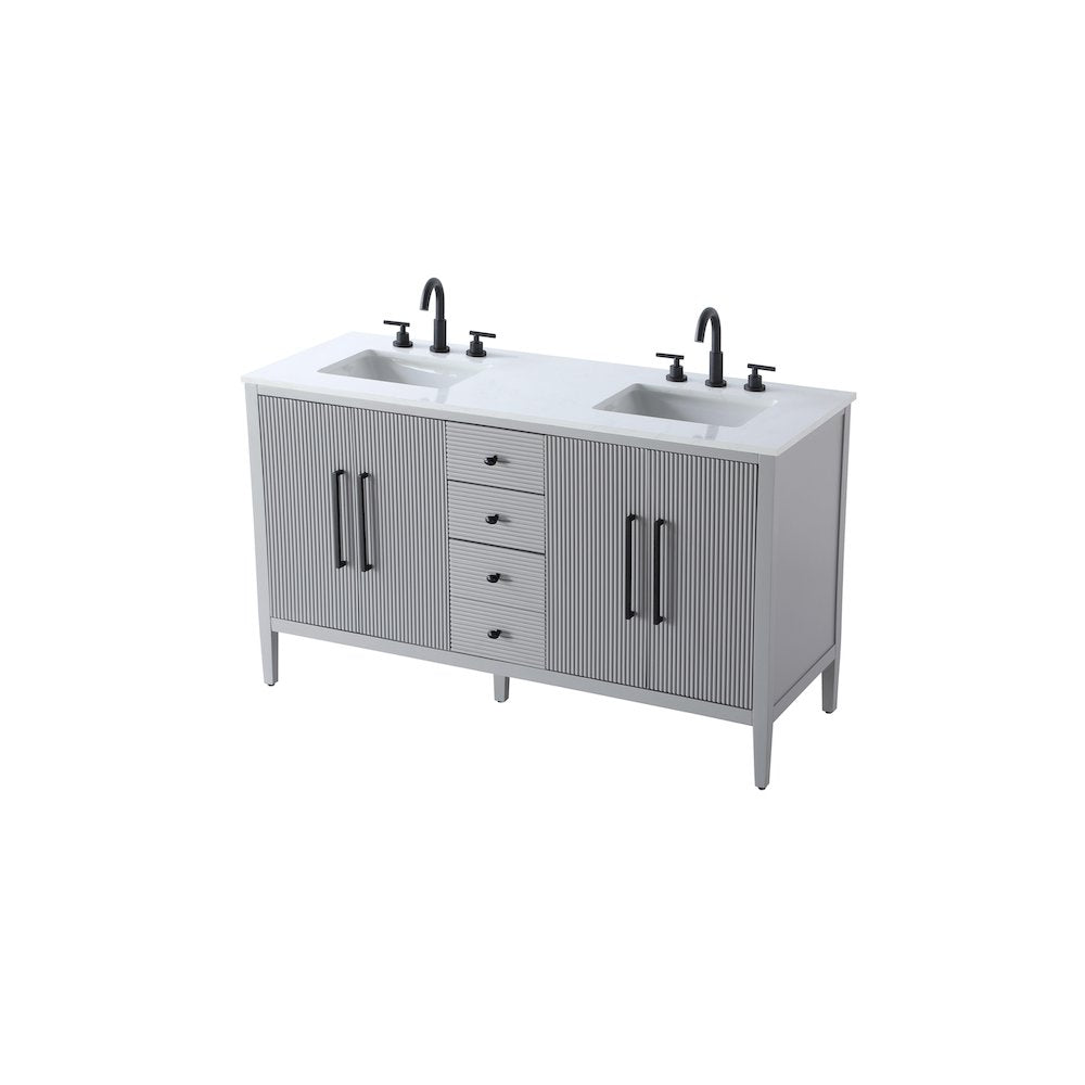 60 inch Double Bathroom Vanity in Grey