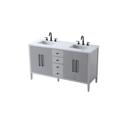 60 inch Double Bathroom Vanity in Grey