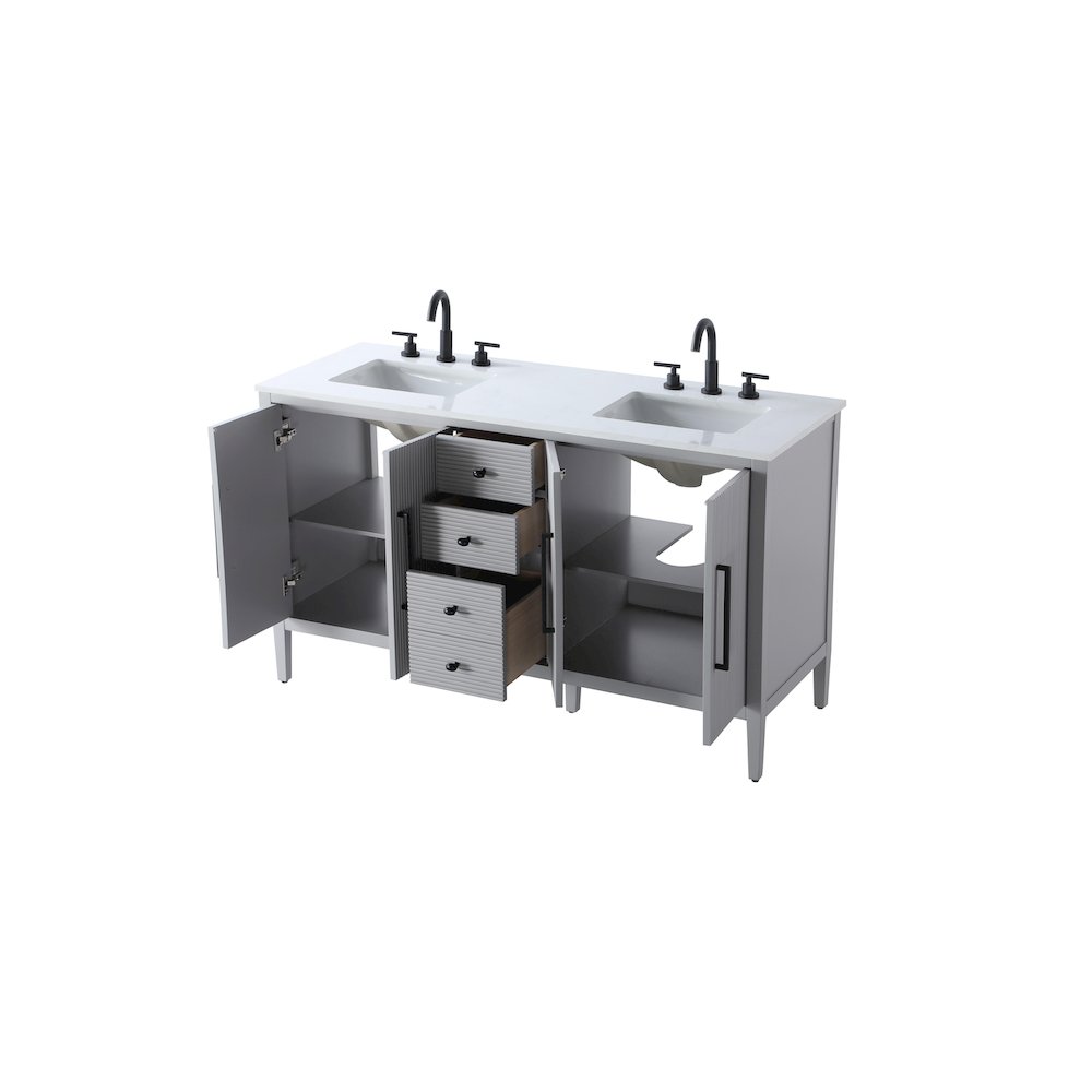 60 inch Double Bathroom Vanity in Grey