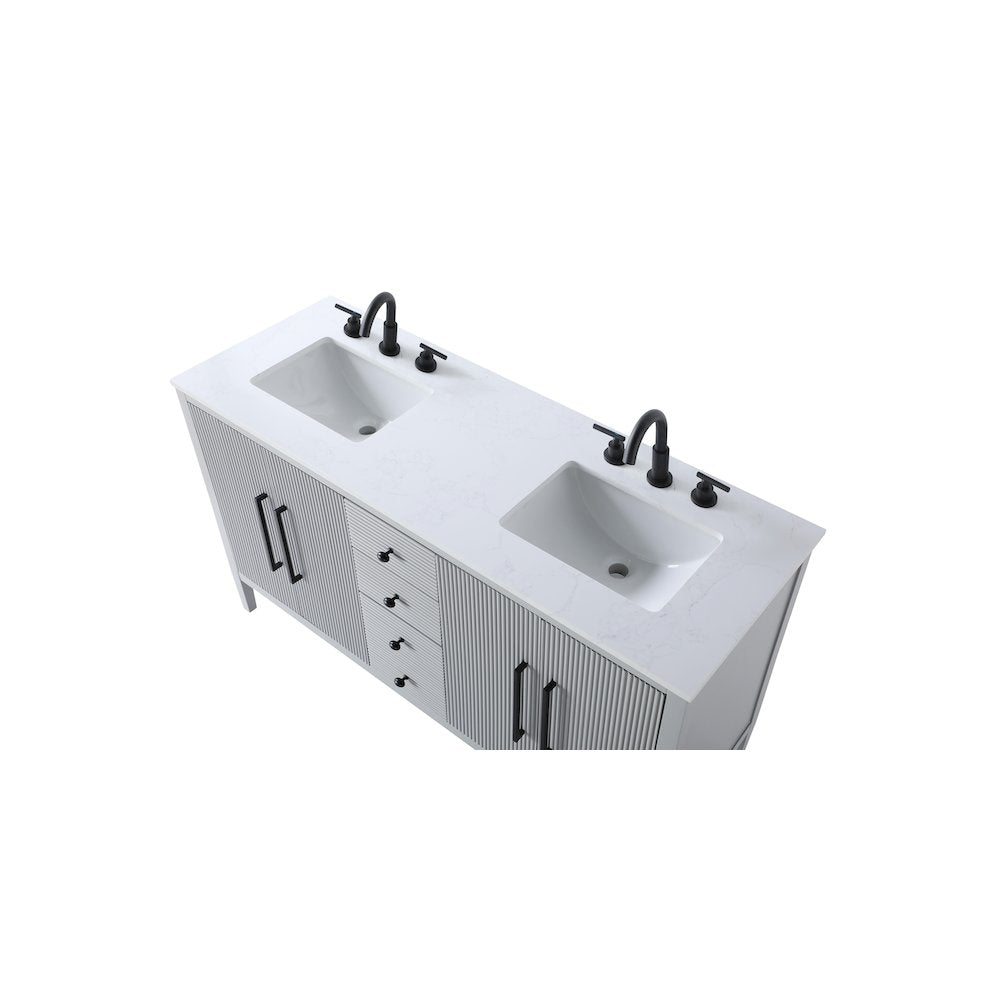 60 inch Double Bathroom Vanity in Grey