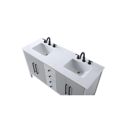 60 inch Double Bathroom Vanity in Grey