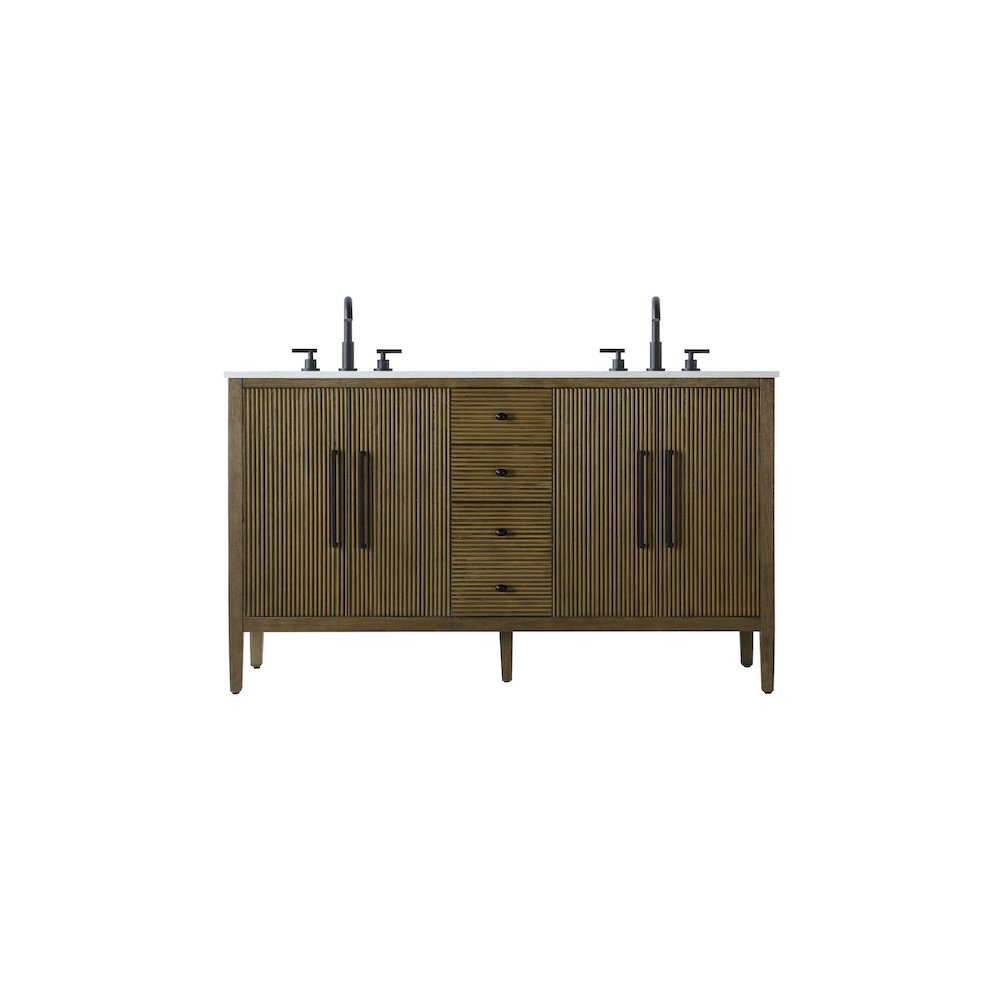 60 inch Double Bathroom Vanity in Hazel Oak