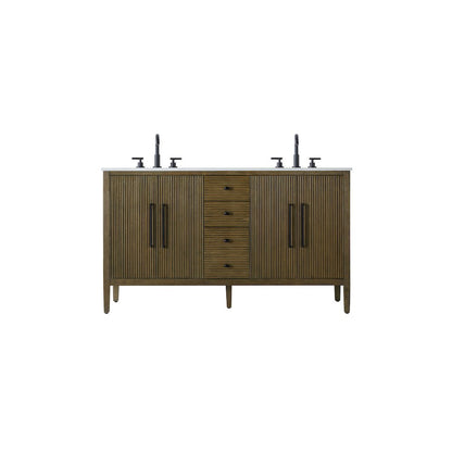 60 inch Double Bathroom Vanity in Hazel Oak