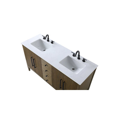 60 inch Double Bathroom Vanity in Hazel Oak