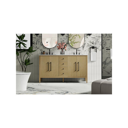 60 inch Double Bathroom Vanity in Linen Oak