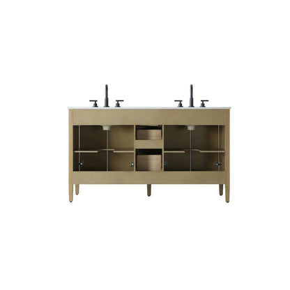 60 inch Double Bathroom Vanity in Linen Oak