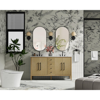 60 inch Double Bathroom Vanity in Linen Oak