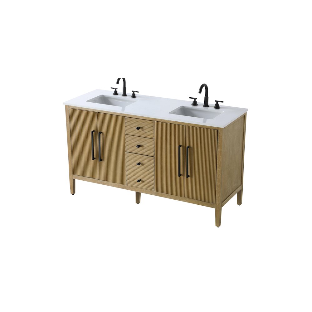 60 inch Double Bathroom Vanity in Linen Oak