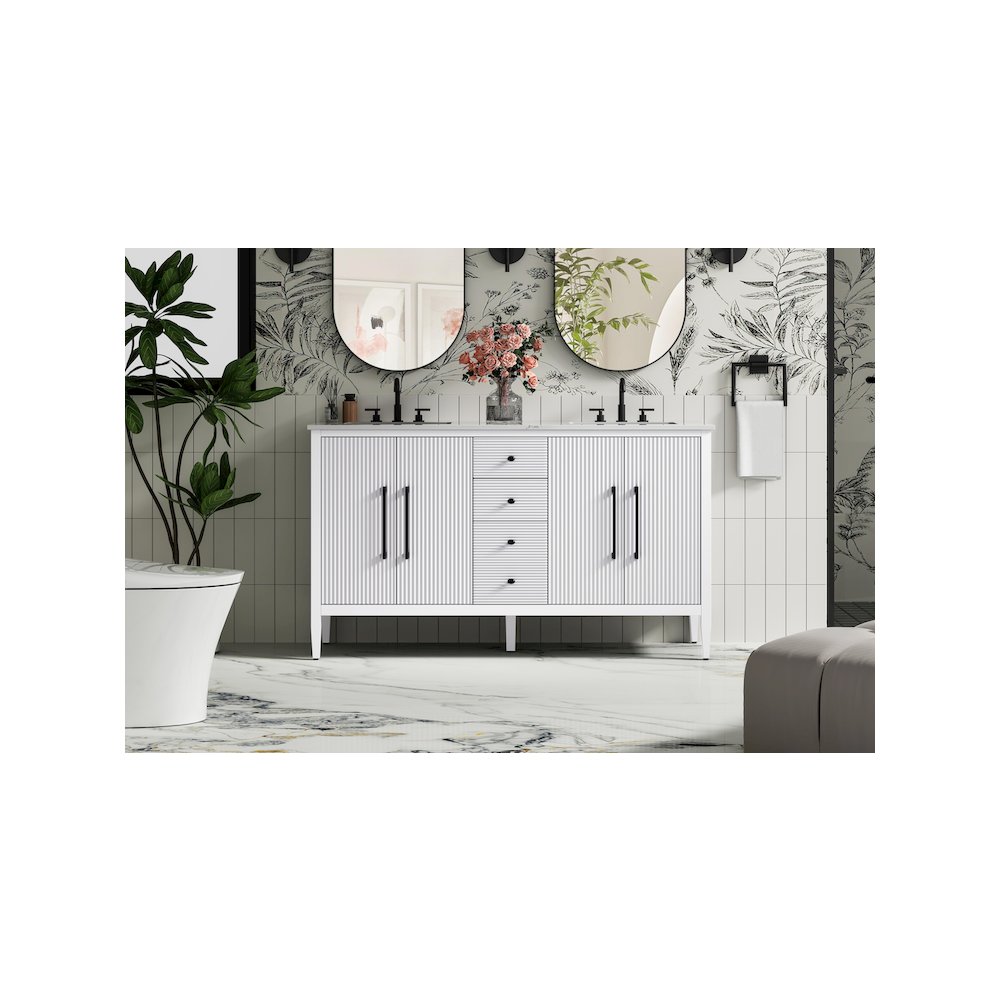 60 inch Double Bathroom Vanity in White