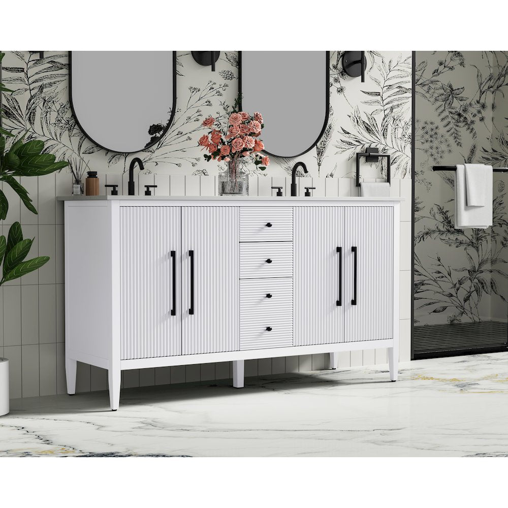 60 inch Double Bathroom Vanity in White
