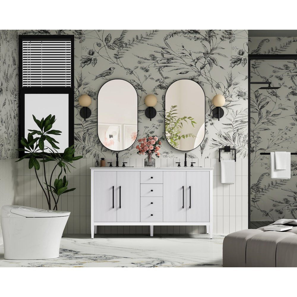60 inch Double Bathroom Vanity in White