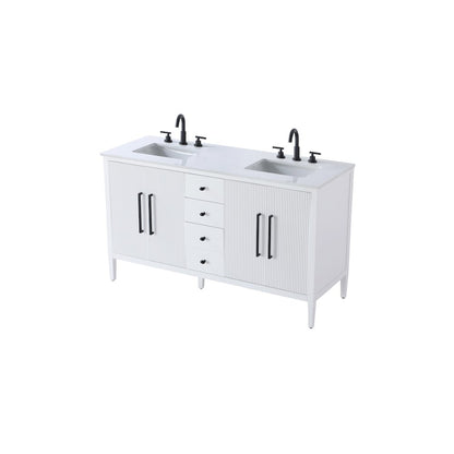 60 inch Double Bathroom Vanity in White