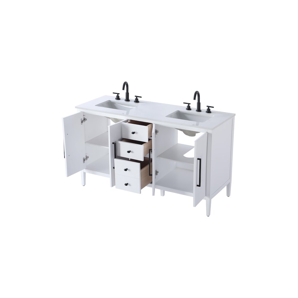 60 inch Double Bathroom Vanity in White